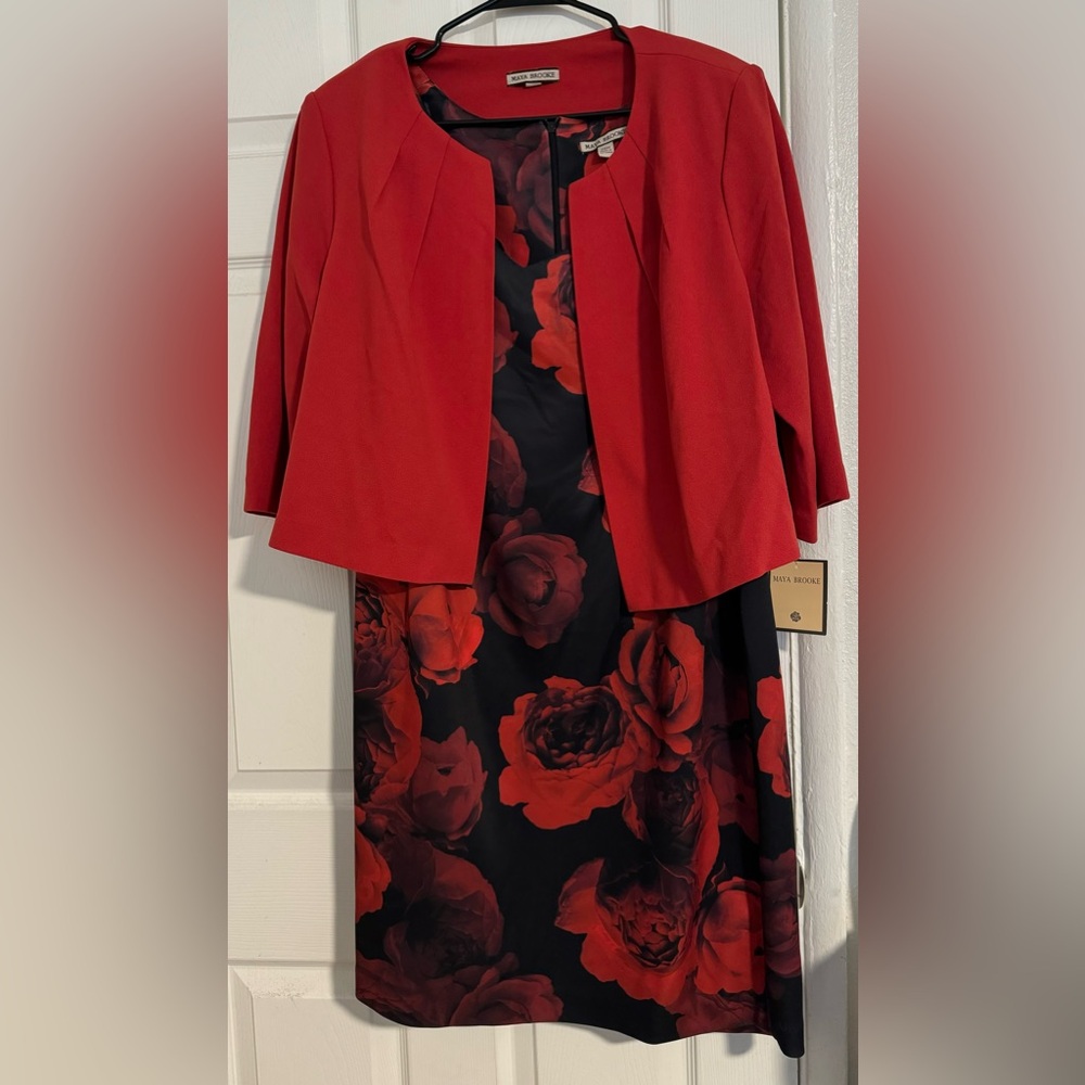 Red Floral Dress with Jacket